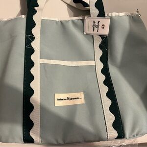 Green and White Tote Bag Cooler